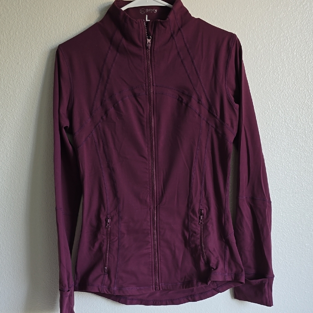 Purple Utility Jacket with High Collar and Streamlined Design